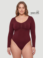 Long Sleeve Sculpt Thong Shapewear Bodysuit