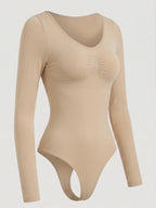 Long Sleeve Sculpt Thong Shapewear Bodysuit