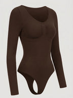 Long Sleeve Sculpt Thong Shapewear Bodysuit