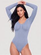 Long Sleeve Sculpt Thong Shapewear Bodysuit