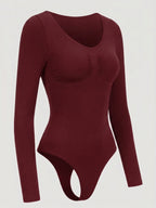 Long Sleeve Sculpt Thong Shapewear Bodysuit
