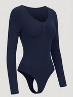 Long Sleeve Sculpt Thong Shapewear Bodysuit