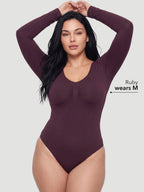 Long Sleeve Sculpt Thong Shapewear Bodysuit
